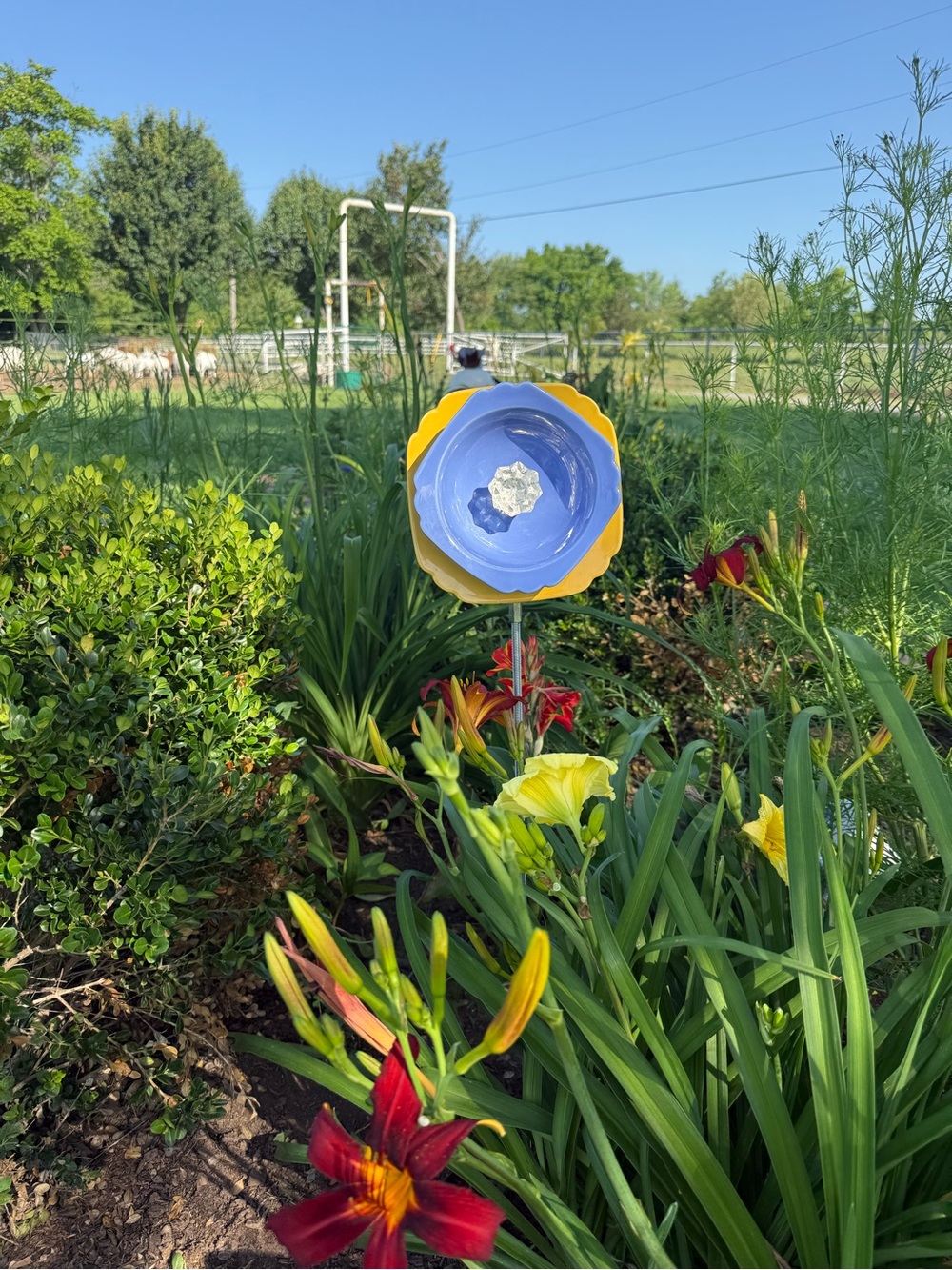 Fiestaware Blue and Yellow Riviera Garden Flower Stake